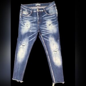 Givenchy Distressed Cropped 100% Cotton Jeans Size 34